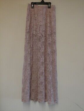 Vintage Y2K Retro Fairycore Womens Pink Lace Maxi Skirt Size S